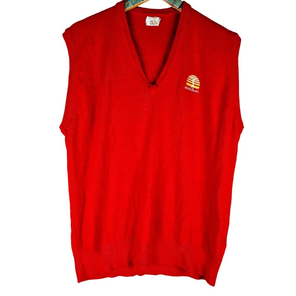 Vintage DiFini Red Jackson, MS Red Golf Vest, Pullover, Sz XL